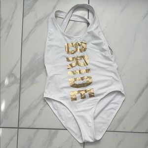 White and Gold Bride Swimsuit